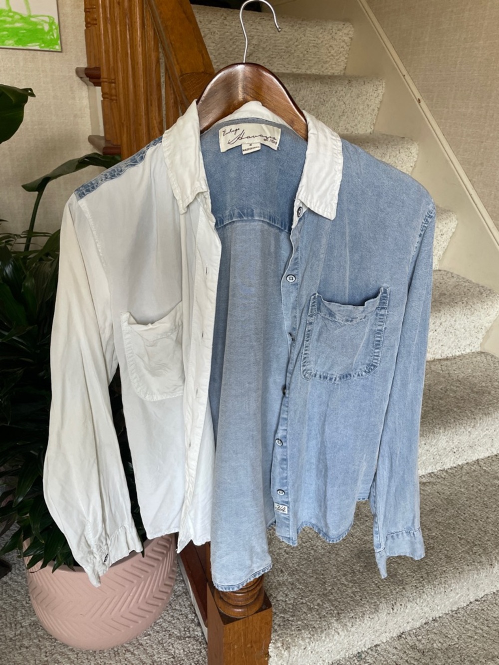 Vintage Havana Chambray Western Cropped Button down Shirt